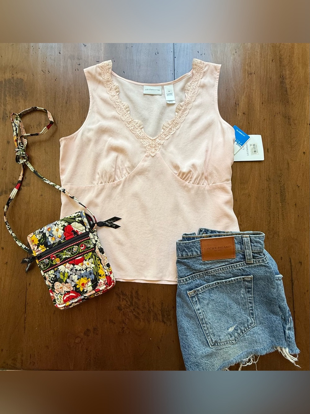 Boho Whimsical 90s Butter Mom Cool Girl 100% Silk Camisole Pink Lace Trim NWT